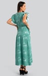 Frill - Sleeve Brush Print Wrap Asymmetric Dress
