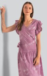 Frill - Sleeve Brush Print Wrap Asymmetric Dress