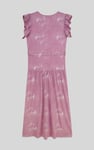Frill - Sleeve Brush Print Wrap Asymmetric Dress