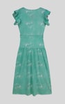 Frill - Sleeve Brush Print Wrap Asymmetric Dress