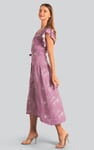 Frill - Sleeve Brush Print Wrap Asymmetric Dress