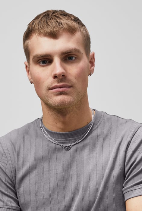 Grey Ribbed Short Sleeve T-Shirt