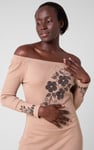 Off Shoulder Embroidery Decor Midi Dress
