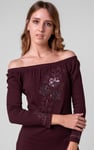 Off Shoulder Embroidery Decor Midi Dress
