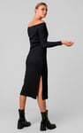 Off Shoulder Embroidery Decor Midi Dress