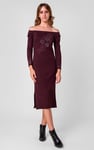 Off Shoulder Embroidery Decor Midi Dress