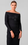 Off Shoulder Embroidery Decor Midi Dress