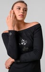 Off Shoulder Embroidery Decor Midi Dress