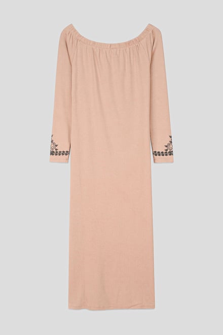 Off Shoulder Embroidery Decor Midi Dress