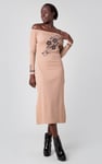 Off Shoulder Embroidery Decor Midi Dress