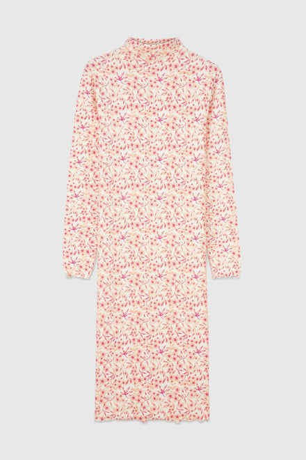 Crepe Ribbed Midi Floral Dress