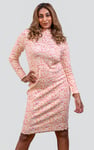 Crepe Ribbed Midi Floral Dress