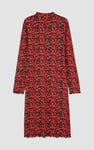 Crepe Ribbed Midi Floral Dress