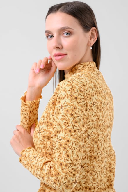 Crepe Ribbed Midi Floral Dress