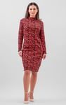Crepe Ribbed Midi Floral Dress