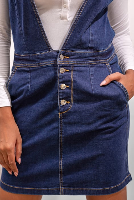Womens Deep Blue Plunge V-Neck Denim Mini Dress