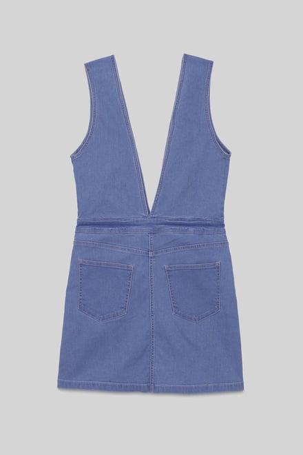 Womens Plunge V-Neck Denim Mini Dress