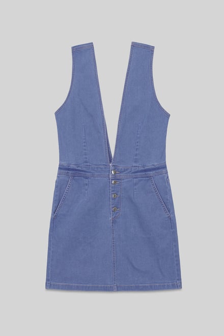 Womens Plunge V-Neck Denim Mini Dress