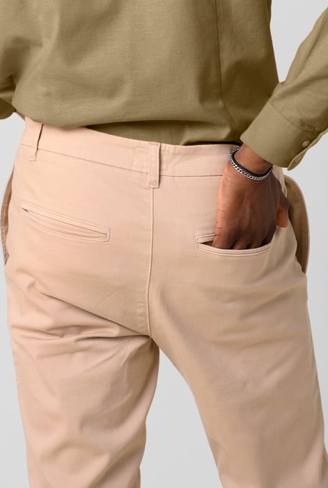 Mens Cream Semi Formal Chino Trouser