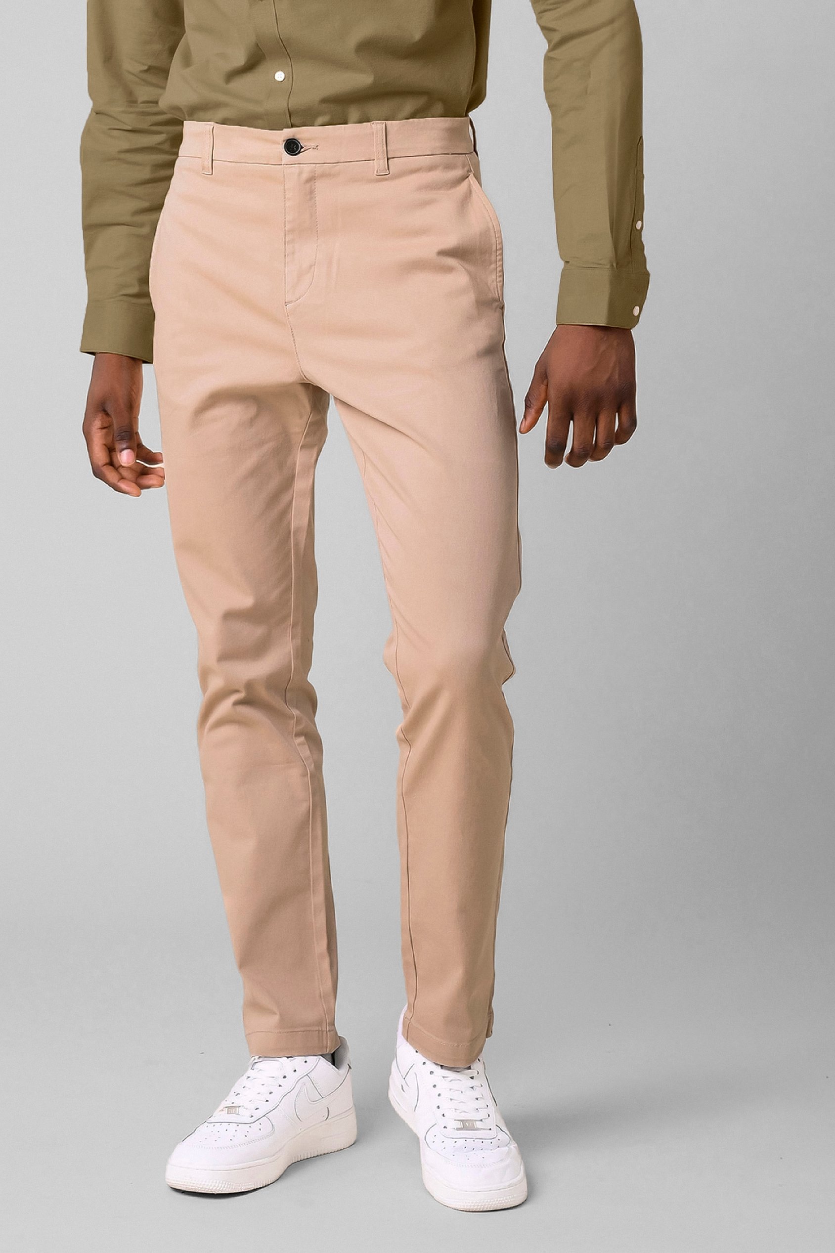 Enorsia Men's Cream Semi Formal Chino Trouser - Uk 38