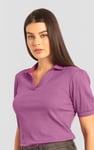 Womens Puff Sleeve V-Neck Polo Shirt