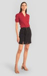 Womens Puff Sleeve V-Neck Polo Shirt