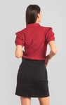 Womens Puff Sleeve V-Neck Polo Shirt