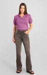 Womens Puff Sleeve V-Neck Polo Shirt