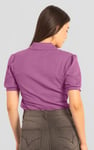 Womens Puff Sleeve V-Neck Polo Shirt