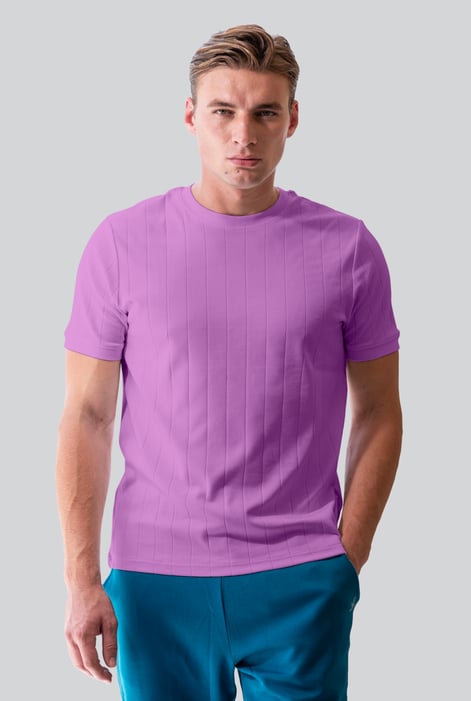 Cream Soft Cotton Design Rib T-shirt