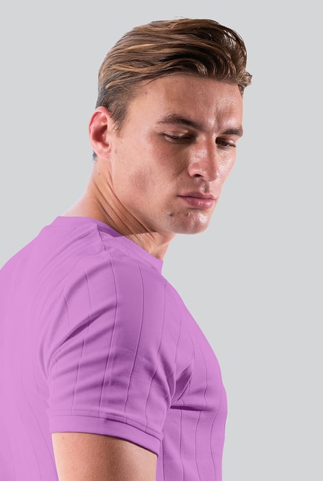 Pink Soft Cotton Design Rib T-shirt