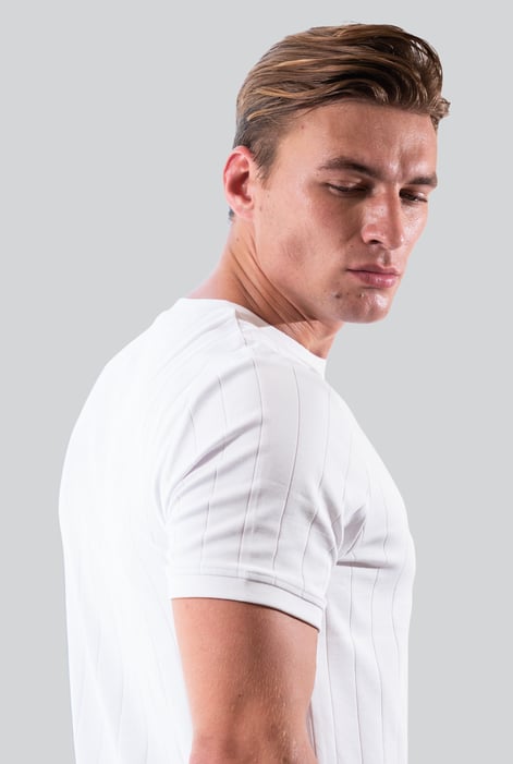 White Soft Cotton Design Rib T-shirt