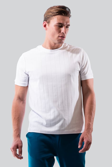 Cream Soft Cotton Design Rib T-shirt