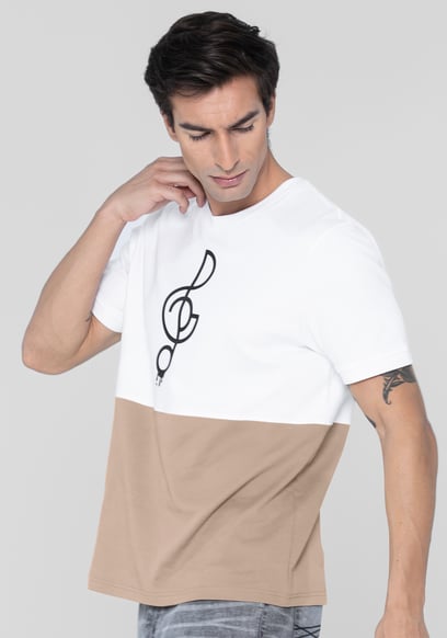 Cut & Sew Colour Block T-Shirt