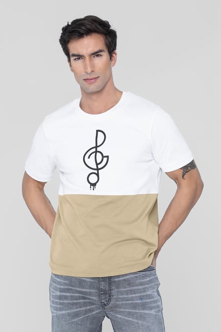 Cut & Sew Colour Block T-Shirt