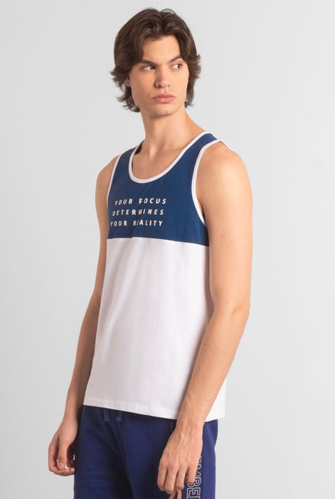 Blue Colour Block Tank Top