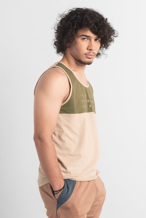 Olive Colour Block Tank Top