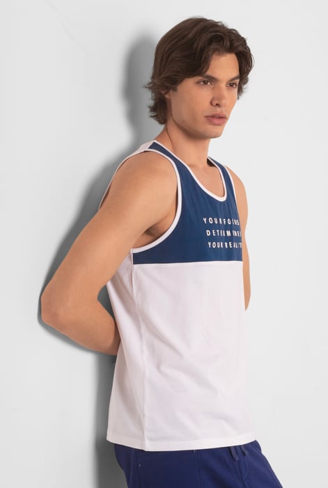 Blue Colour Block Tank Top