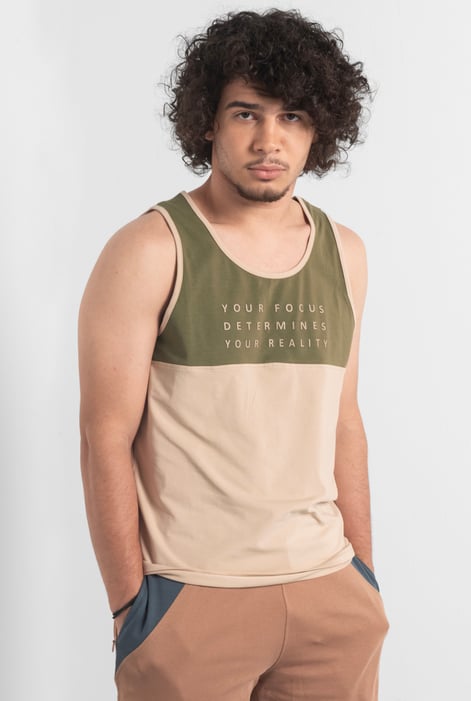 Blue Colour Block Tank Top