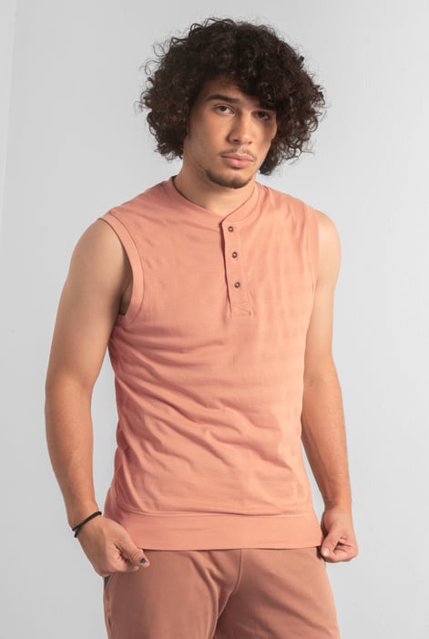 White Sleeveless Henley Vest Top