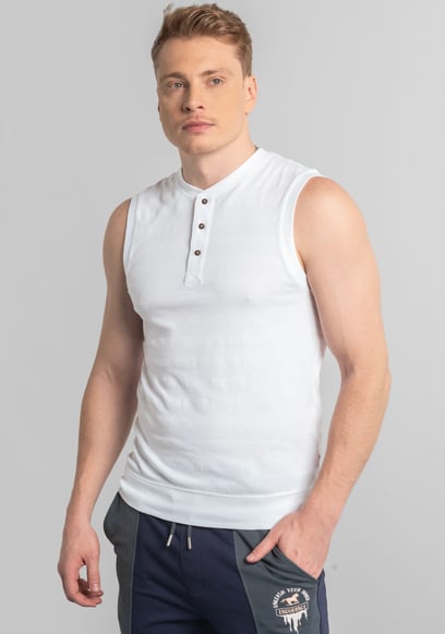 Sleeveless Henley Vest Top