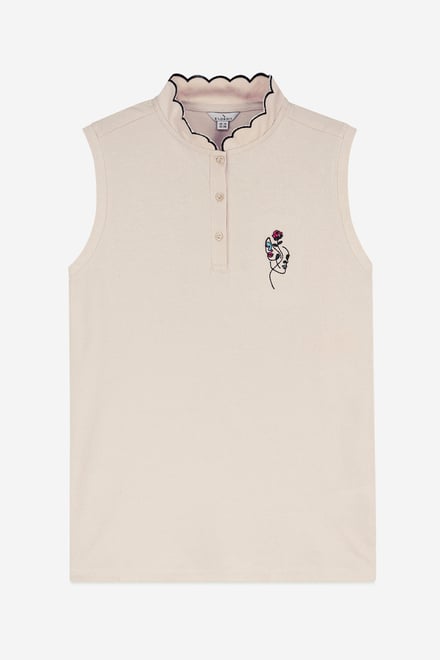 Womens Regular Fit Sleeveless Pique Polo