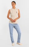 Womens Regular Fit Sleeveless Pique Polo
