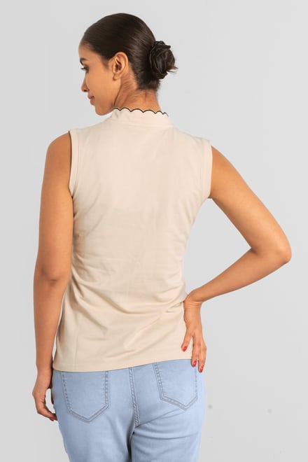 Womens Regular Fit Sleeveless Pique Polo
