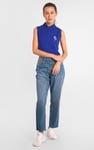 Womens Regular Fit Sleeveless Pique Polo
