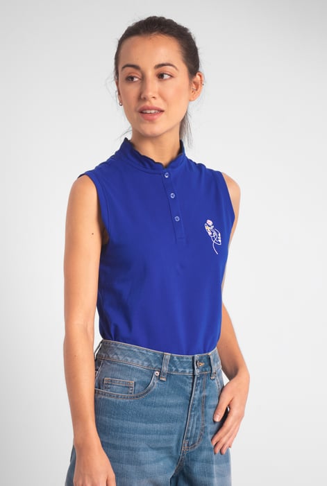 Womens Cream Regular Fit Sleeveless Pique Polo