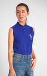 Womens Regular Fit Sleeveless Pique Polo