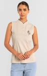 Womens Regular Fit Sleeveless Pique Polo