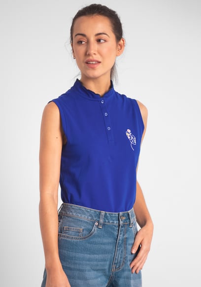 Womens Regular Fit Sleeveless Pique Polo