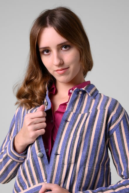 Womens Stripe Pattern Cropped Jacket